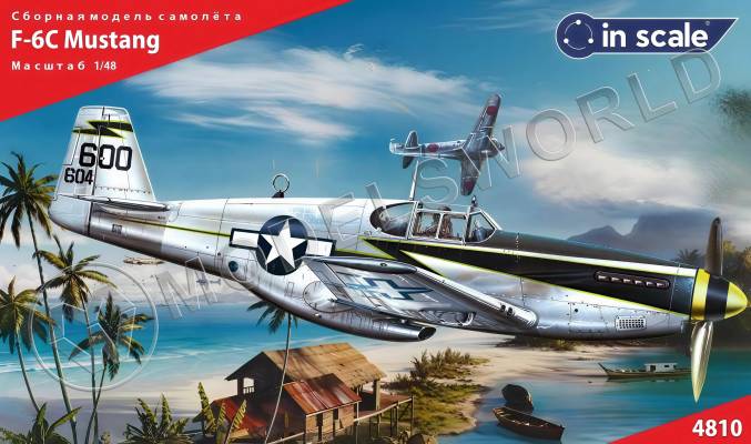 Пластиковая модель самолета F-6C Mustang - разведчик  USAAC Масштаб 1:48