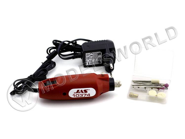 Бормашина JAS 12 В, 12500 об/мин + набор расходных принадлежностей, 15 предметов - фото 1