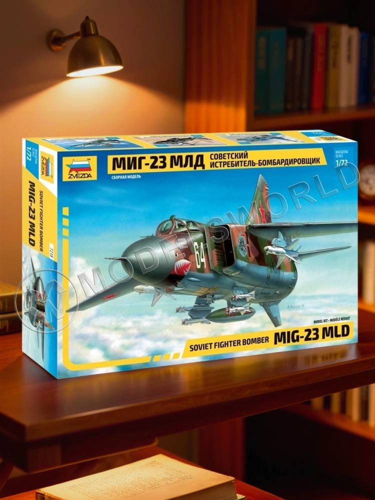Склеиваемая пластиковая модель Советский истребитель-бомбардировщик МиГ-23МЛД. Масштаб 1:72 Склеиваемая пластиковая модель Советский истребитель-бомбардировщик МиГ-23МЛД. Масштаб 1:72 - фото 1