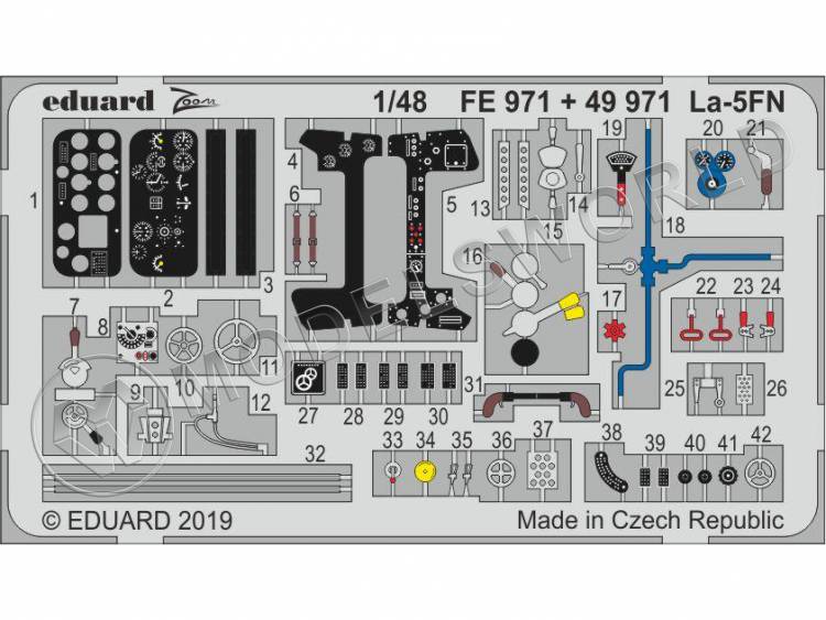 Фототравление кабина для модели Ла-5ФН, Звезда. Масштаб 1:48 - фото 1