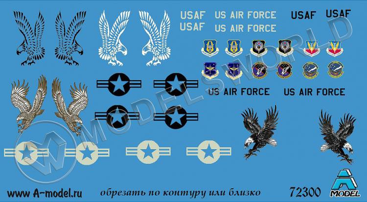 Декаль Воздушные силы США, современный самолёты. Масштаб 1:72 - фото 1