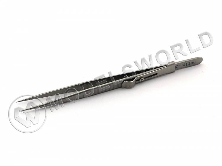 Пинцет JAS прямой с фиксатором, 165 мм - фото 1