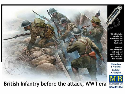 Фигуры Британская пехота перед атакой, I МВ. Масштаб 1:35