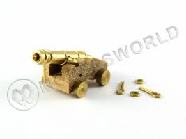 Пушка на станке, латунь и дерево, 20 мм, 2 шт