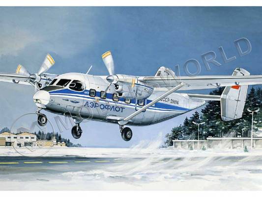 Склеиваемая пластиковая модель пассажирского самолёта Ан-28 Аэрофлот. Масштаб 1:144
