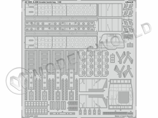 Фототравление для модели A-26B Invader бомбовый люк, ICM. Масштаб 1:48