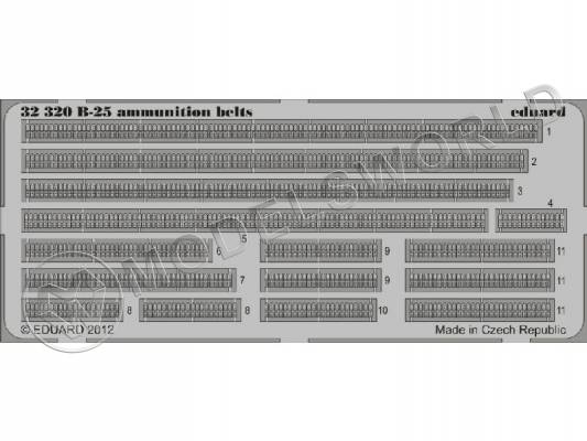 Фототравление для модели B-25 патронные ленты, HK Models. Масштаб 1:32