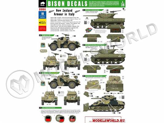 Декаль Новозеландская техника в Италии. Масштаб 1:35