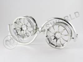 Диски 1/10 серебристые - пластик 10 спиц,  26 мм, вынос 3 мм, 2 шт