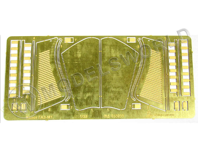 Фототравление капоты для советского автомобиля -М1, Звезда. Масштаб 1:35 - фото 1