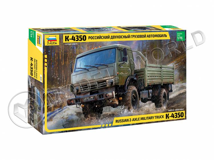 Склеиваемая пластиковая модель Российский двухосный грузовой автомобиль К-4350. Масштаб 1:35 - фото 1