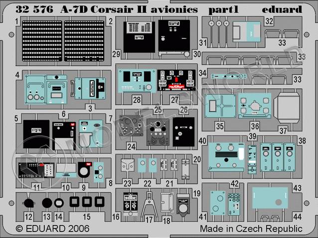 Фототравление для A-7D avionics, Trumpeter. Масштаб 1:32 - фото 1