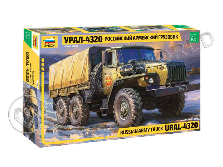 Склеиваемая пластиковая модель Российский армейский грузовик "Урал-4320". Масштаб 1:35 - фото 1
