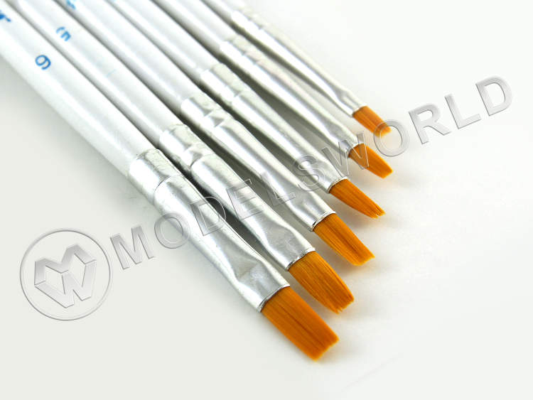 Набор кистей JAS из синтетического волоса, плоские, 6 шт (№ 1, 2, 3, 4, 5, 6) - фото 1