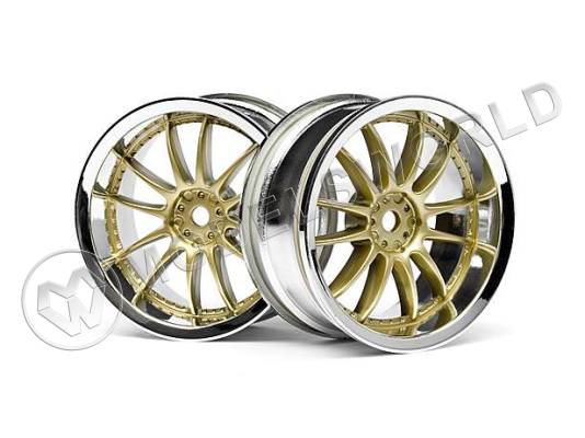 Диски туринг 1/10 - WORK XSA 02C (26 мм CHROME|GOLD| вынос 3 мм), 2 шт