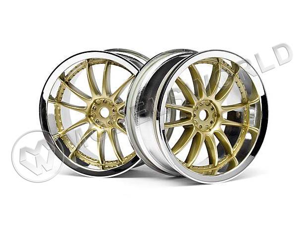 Диски туринг 1/10 - WORK XSA 02C (26 мм CHROME|GOLD| вынос 3 мм), 2 шт - фото 1