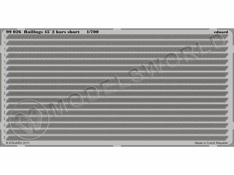 Фототравление 2-х леерное ограждение под углом 45´ короткое. Масштаб 1:700 - фото 1