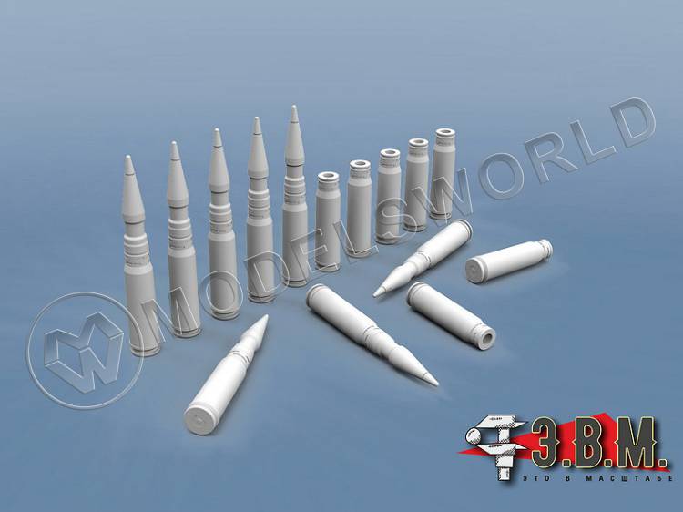 Снаряды и гильзы 30 мм осколочно-трассирующие. Масштаб 1:35 - фото 1