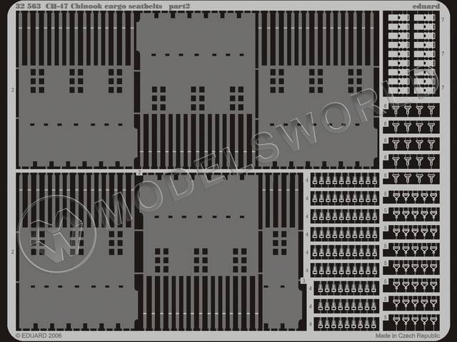 Фототравление ремни безопасности в грузовом отсеке для CH-47 Chinook, Trumpeter. Масштаб 1:35 - фото 1