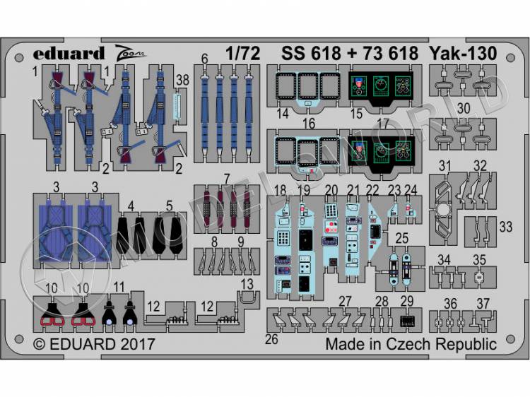Фототравление 1:72 для модели Як-130, Звезда. Масштаб 1:72 - фото 1