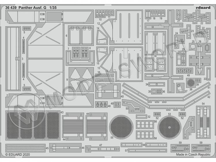 Комплект фототравления BIG ED для модели Panther Ausf. G, Rye Field Model. Масштаб 1:35 - фото 1