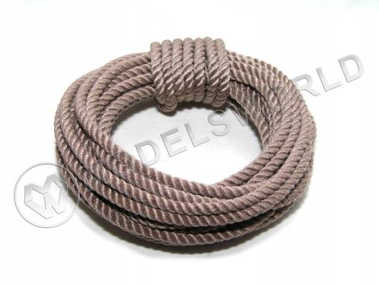 Снасть такелажная бежевая три стреньги, 90 нитей, d=2.5 мм, 3 м