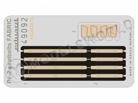 Фототравление ремни безопасности FABRIC для модели Пе-2, Звезда. Масштаб 1:48