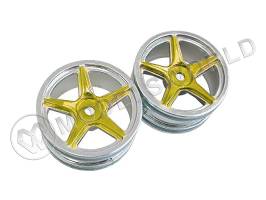 Колесные диски 5 спиц, 26 мм, желтые, 2 шт