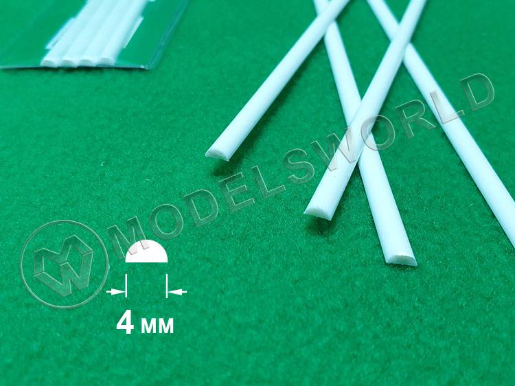 ABS пластик пруток полукруг 4.0 мм, длина 250 мм, 4 шт - фото 1