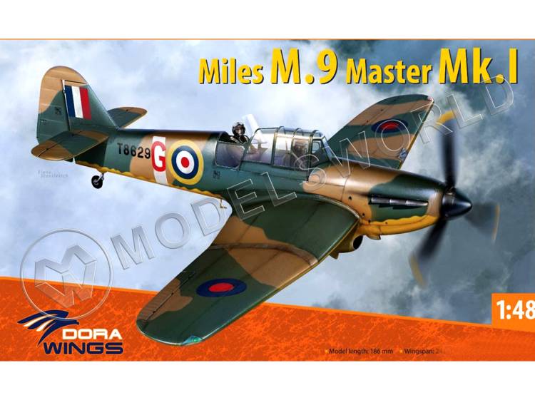 Склеиваемая пластиковая модель Учебный истребитель Miles M.9 Master Mk.I. Масштаб 1:48 - фото 1