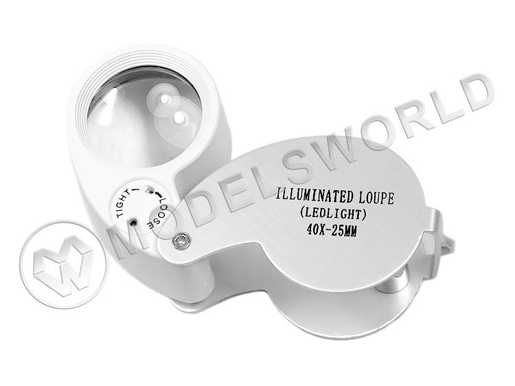 Лупа складная 40х 25 мм с подсветкой - фото 1