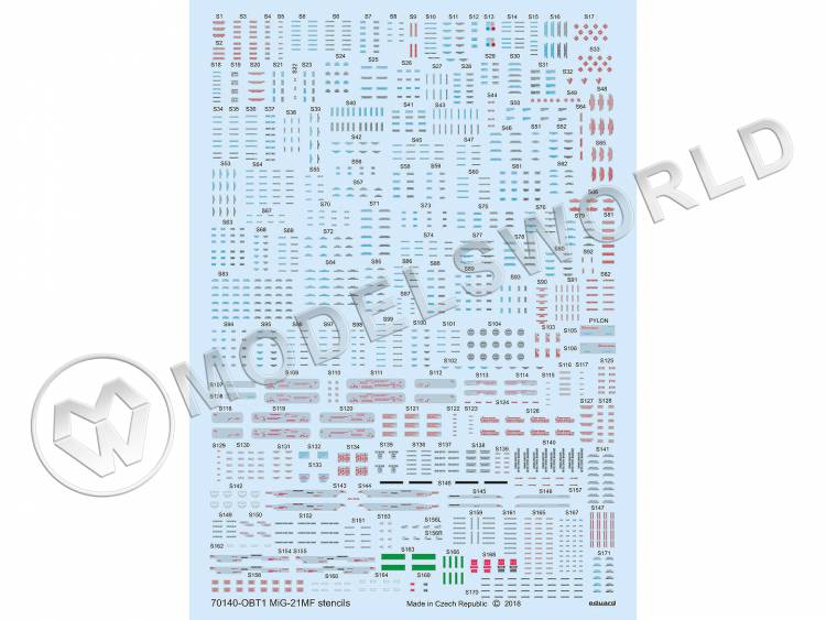 Декаль МиГ-21МФ технические надписи, EDUARD. Масштаб 1:72 - фото 1