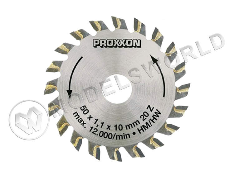Диск с твердосплавными накладками 50 х 1.1 х 10 мм, 20 зубьев, Proxxon 28017 - фото 1