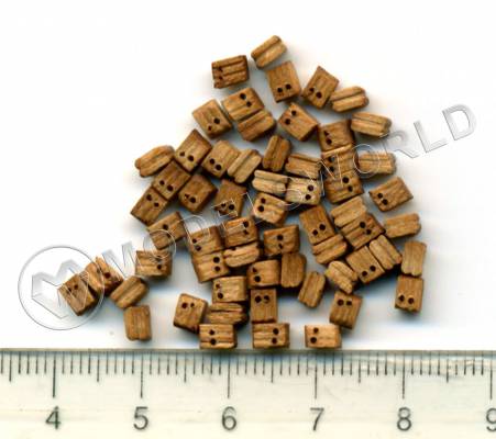 Блок двушкивный, орех, 4 мм, 10 шт