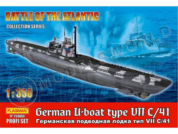 Склеиваемая пластиковая модель Германская подводная лодка типа VIIC/41 PROFI SET. Масштаб 1:350 - фото 1