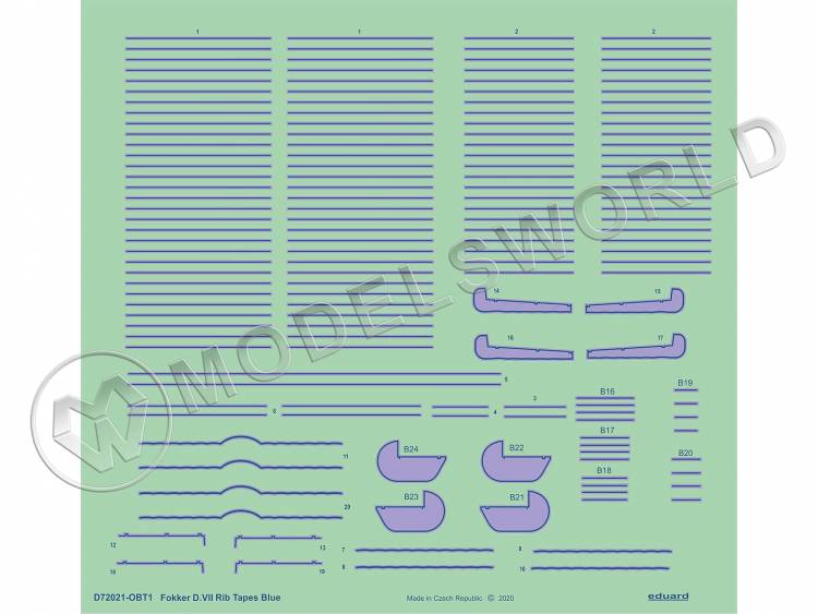 Декаль Fokker D. VII синие полосы, EDUARD. Масштаб 1:72 - фото 1