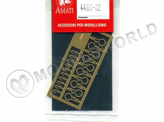 Вант-путенс с крюком, латунь, 5 мм, 10 шт