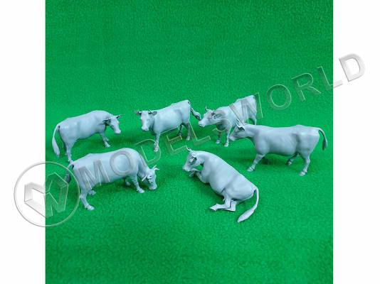 Набор фигурок коровы, 6 шт. Масштаб 1:35