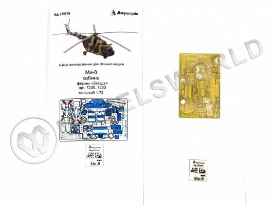 Фототравление интерьер кабины Ми-8, Звезда. Масштаб 1:72