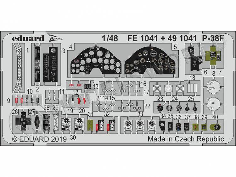 Фототравление кабина для модели P-38F, Tamiya. Масштаб 1:48 - фото 1
