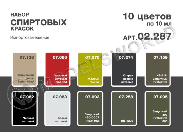 Набор спиртовых красок Jim Scale "Импортозамещение 10 цветов" - фото 1