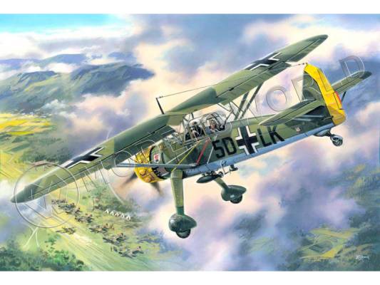 Склеиваемая пластиковая модель Hs 126А, германский самолет разведчик + КОМПЛЕКТ ДОПОЛНЕНИЙ. Масштаб 1:48