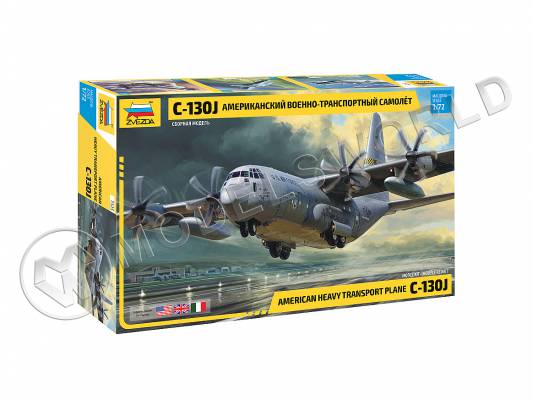 Склеиваемая пластиковая модель Американский военно-транспортный самолет С-130J. Масштаб 1:72