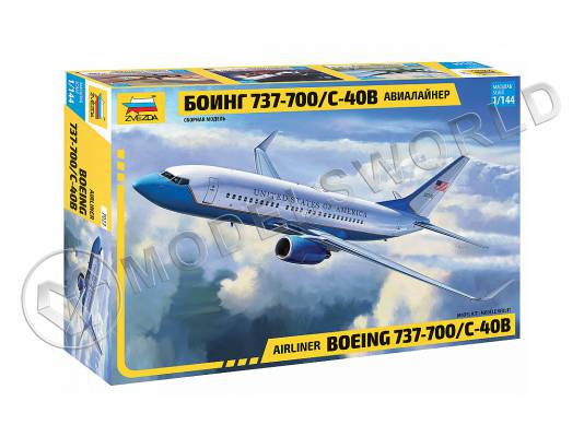 Склеиваемая пластиковая модель Пассажирский авиалайнер Боинг 737-700 С-40B. Масштаб 1:144