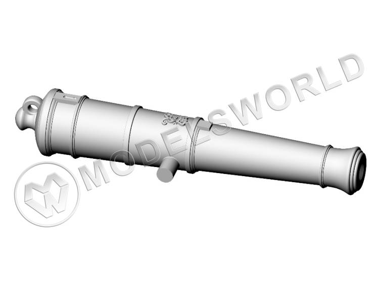 Ствол пушки, калибр 6 фунтов, герб, тип Blomefield, 38.5 мм, фотополимер, 2 шт.  Масштаб 1:64 - фото 1