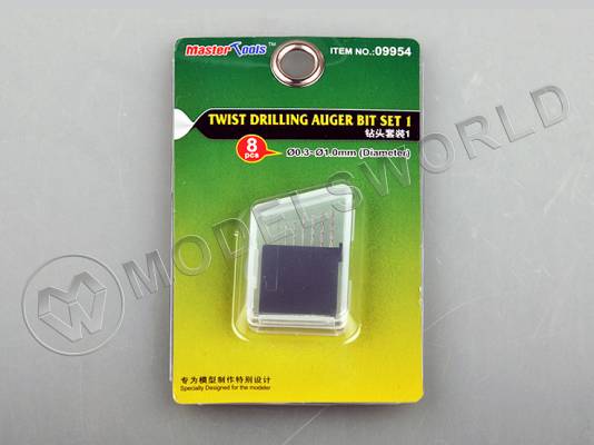 Мини-сверла Master Tools набор №1, диаметр 0.3-1.0 мм, 8 шт