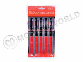 Набор надфилей с ручками, крупная насечка, 6 шт., блистер + чехол