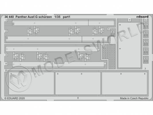 Фототравление для модели Panther Ausf.G фартуки, Rye Field Model. Масштаб 1:35